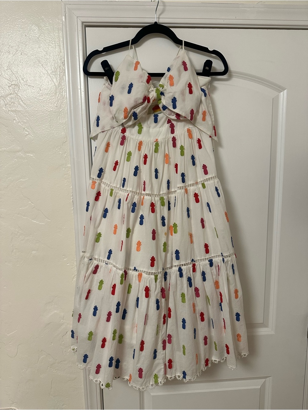 Farm Rio Rainbow Embroidered Pineapple Dress Size Small - Picture 5 of 13